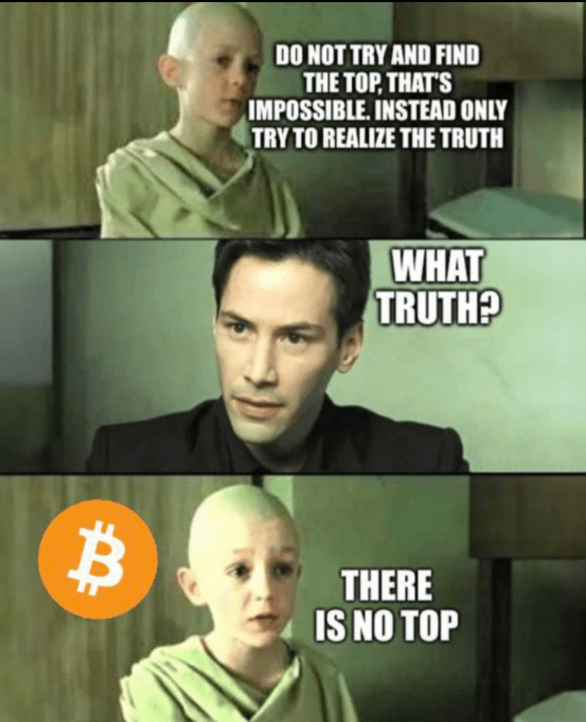 Matrix "there is no spoon" bitcoin-meemi "there is no top".